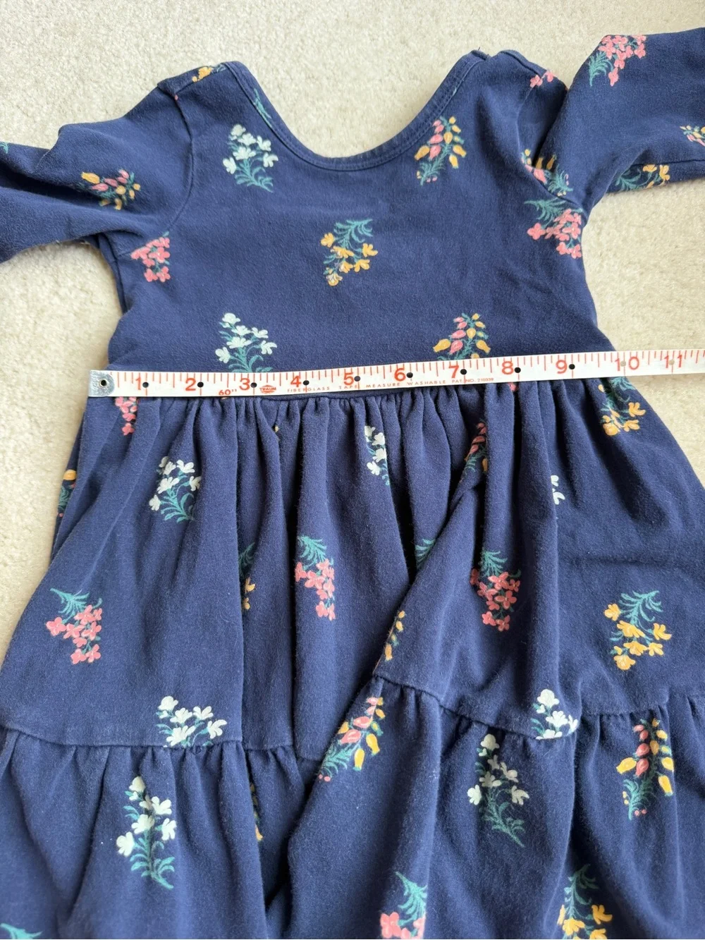 Janie and Jack Navy Floral Long Sleeve Dress Girls Size 3